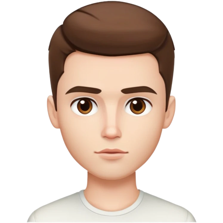 pretty handsome bratz man, short brown hair, brown eyes, pale skin, defined jawline emoji
