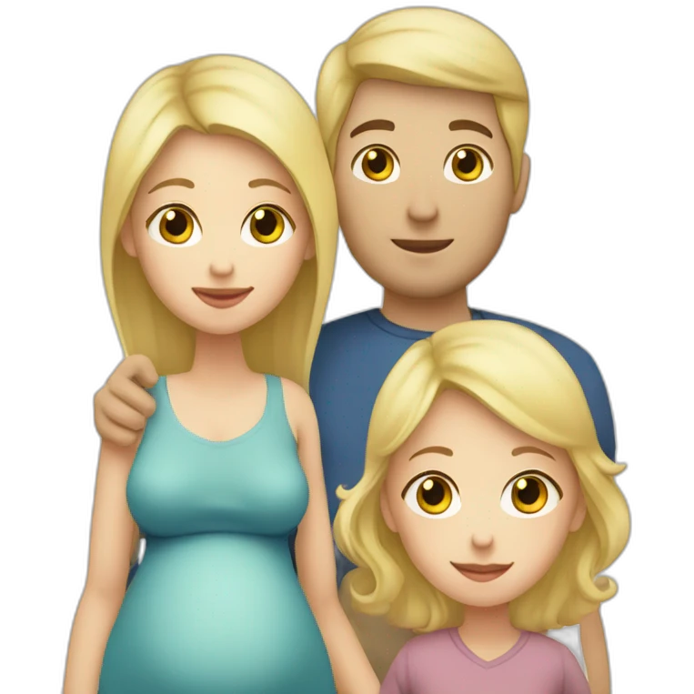 Family;blonde-haired-pregnant-mother, man-with-black-hair, blonde-haired-baby-boy emoji
