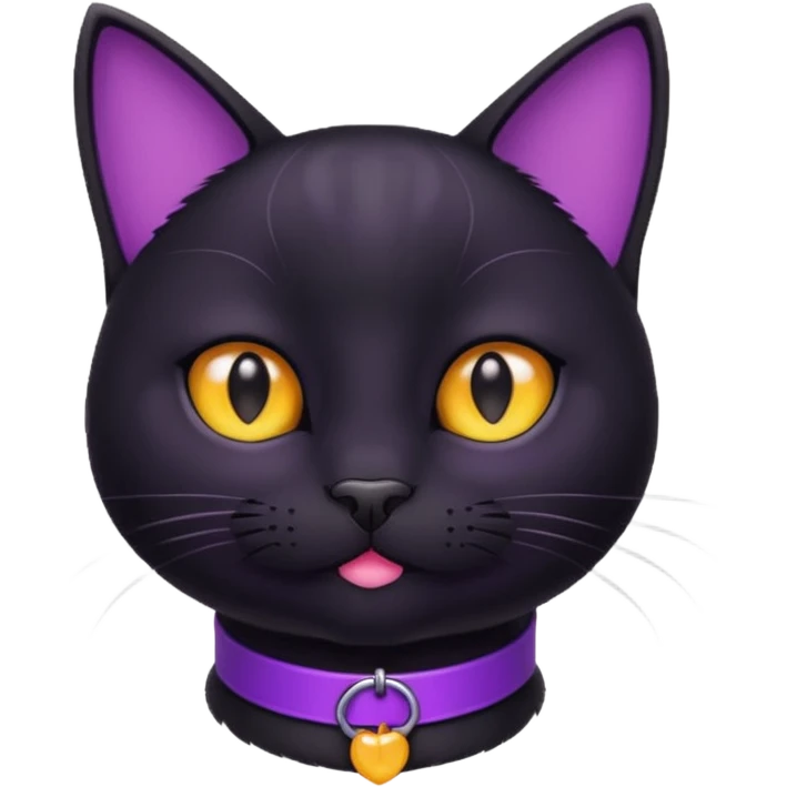 Cute black cat with purple collar  emoji