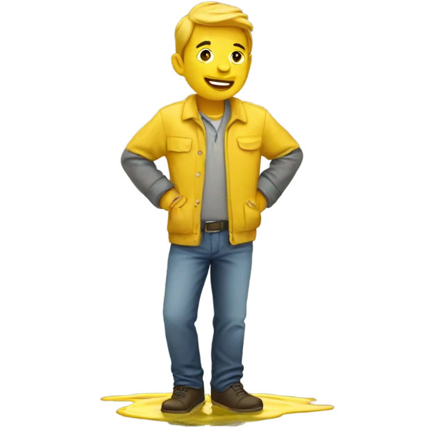 guy with pants on in yellow puddle  emoji