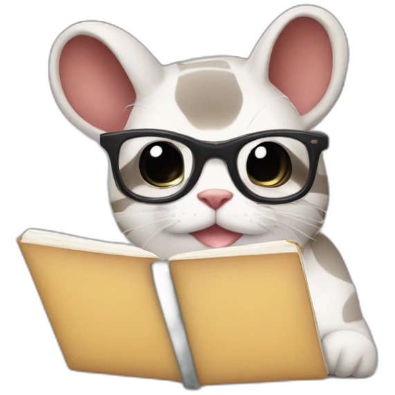 hazme a un cochinilla con lentes de vista mientras usa una notebook emoji