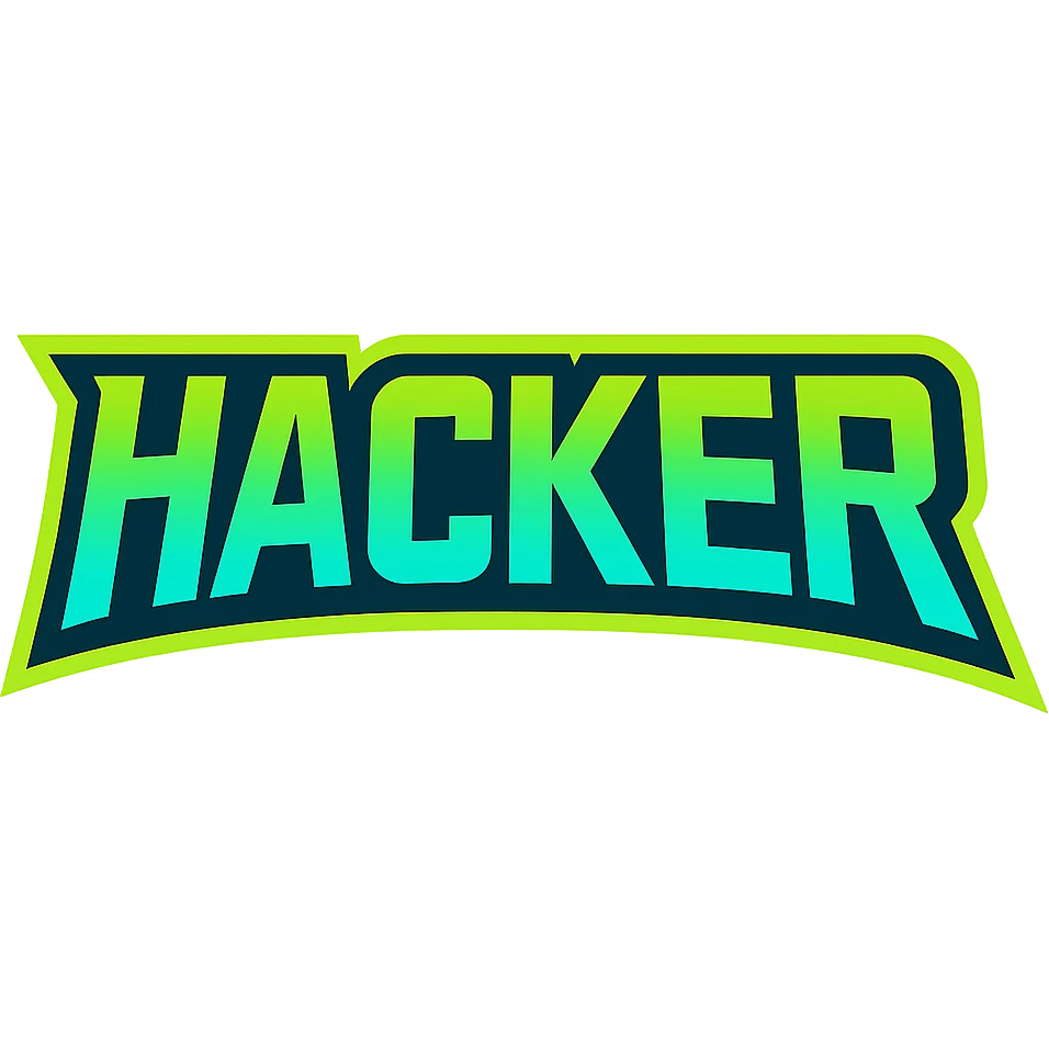 bold, eye-catching logo of the word HACKER in a distinct, eye-catching style emoji
