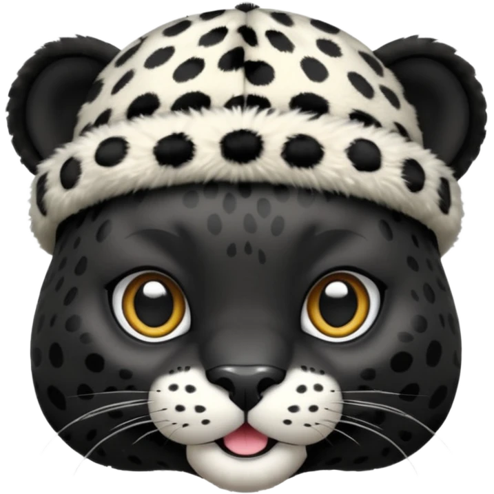 A black jaguar wearing a baby hat emoji