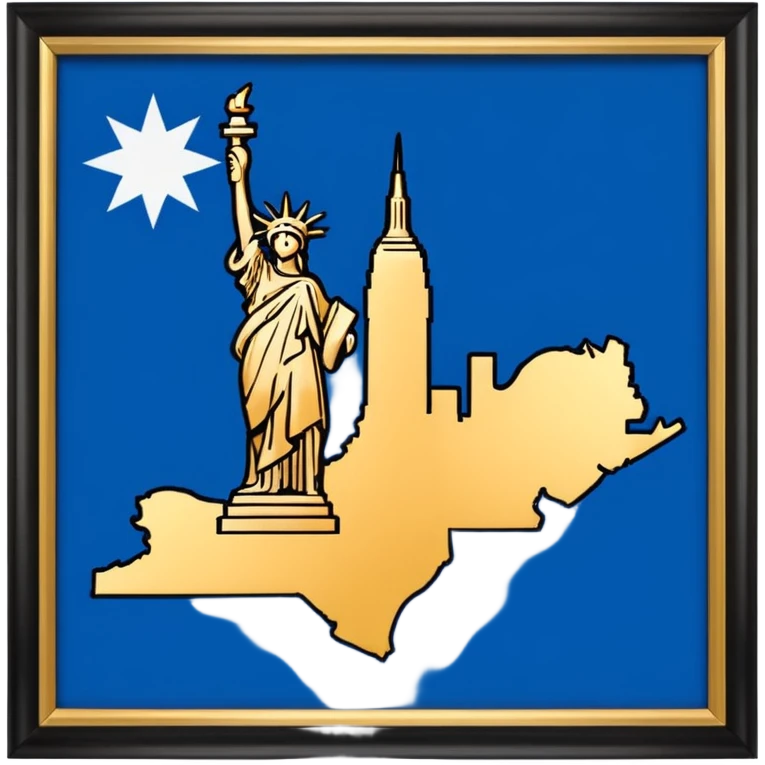 Outline of New York with state flag emoji
