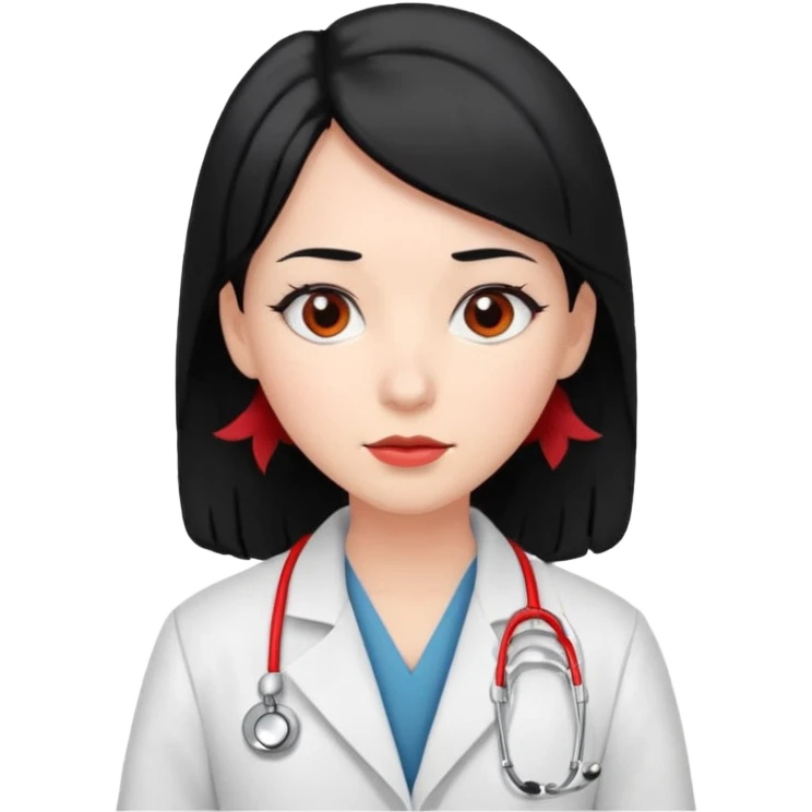 doctor with black hair and red hairclips  emoji