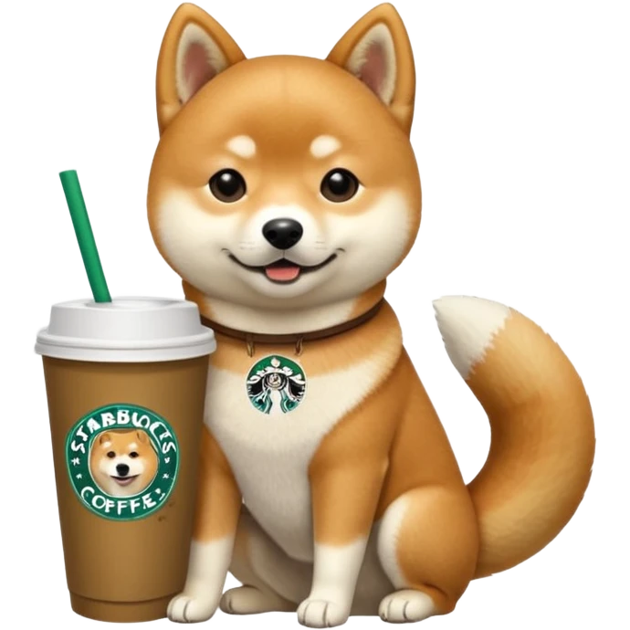 Shiba Jasper with starbucks cup emoji