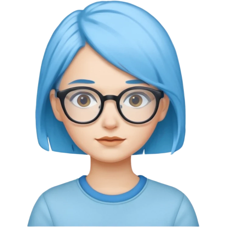 lady with baby blue hair, wearing glasses emoji