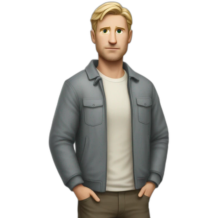Hyper realistic white man from raid full body emoji