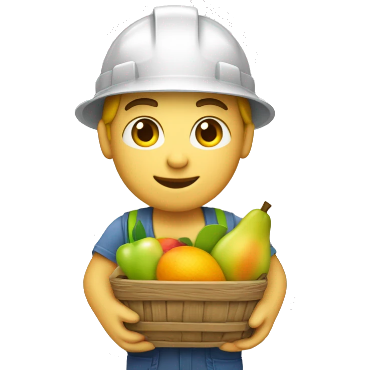 Caucasien Construction worker with a fruit basket emoji