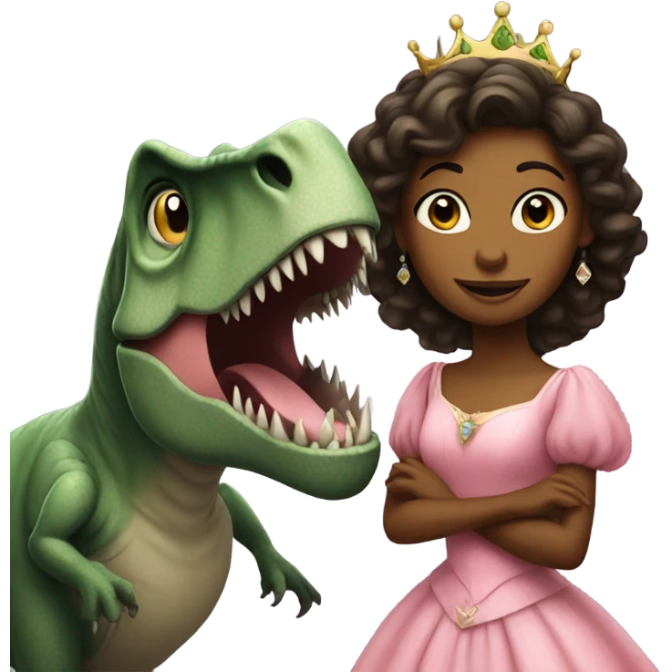 Princess with a T-Rex emoji