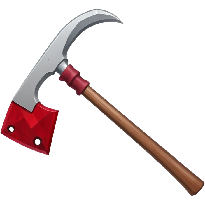 Minecraft hoe with brown handle and ruby red blade emoji
