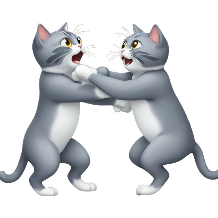 Two gray cats fighting emoji