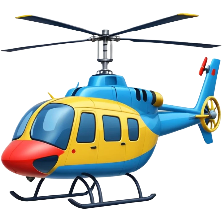 Cartoon-style helicopter, simple and colorful design, white background, emoji style emoji
