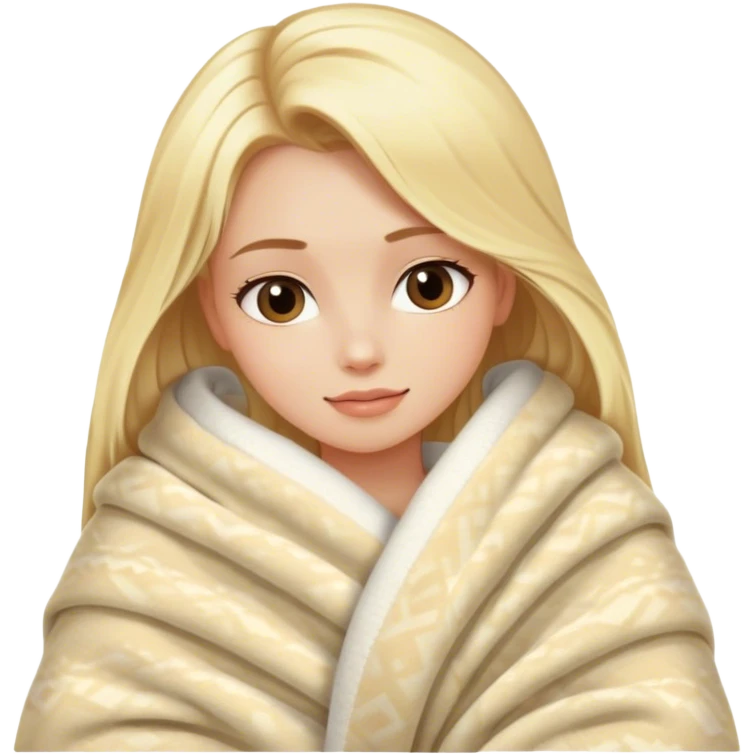 Cozy luxury blonde model in blanket  emoji