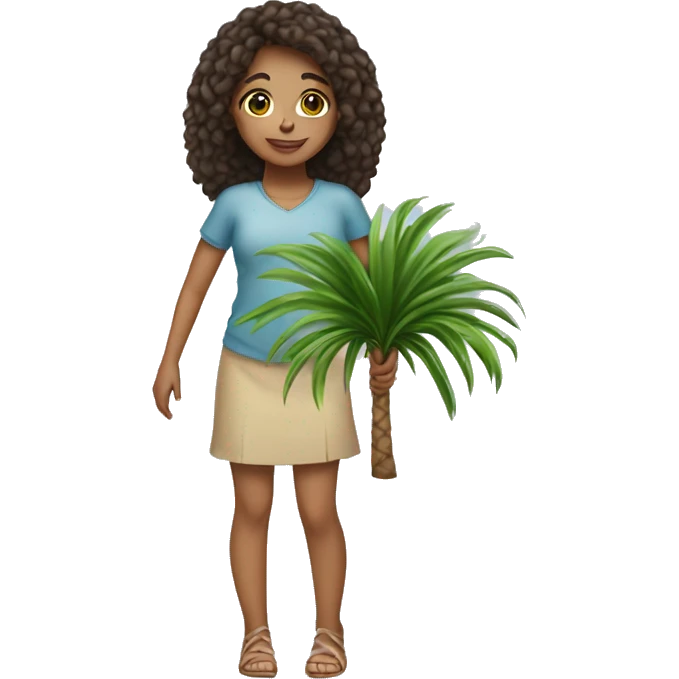 Light skin Girl carrying a small palm tree emoji