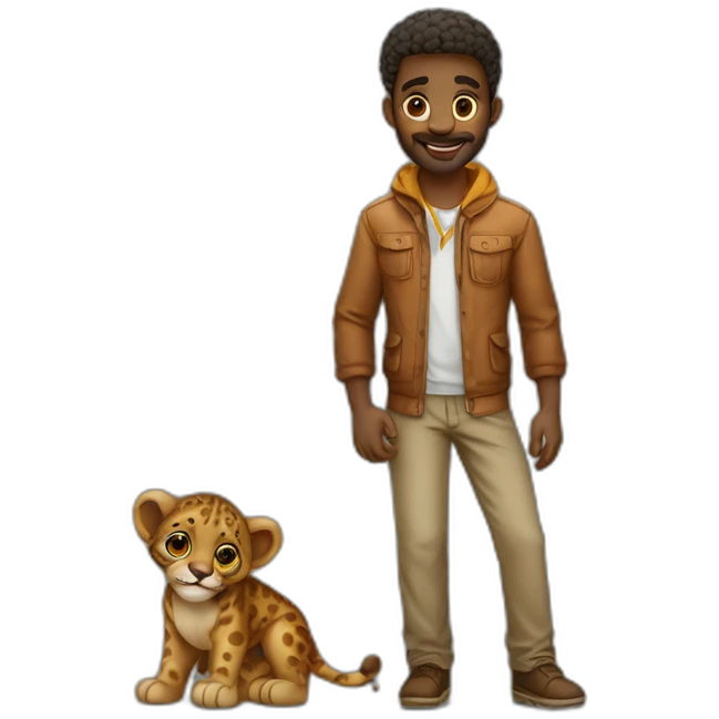 leon, animal africano  antropomorfisado  riendose y vestido de estudiante emoji