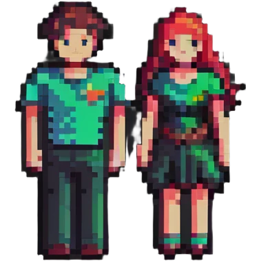 stylish professional pixel art male and female icons with modern fashion emoji