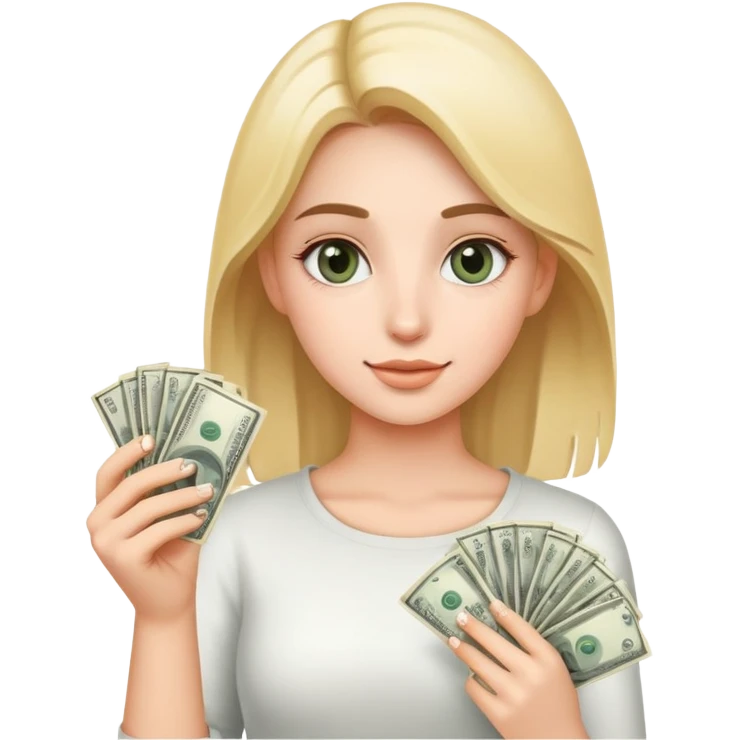 clean girl holding a money sign emoji