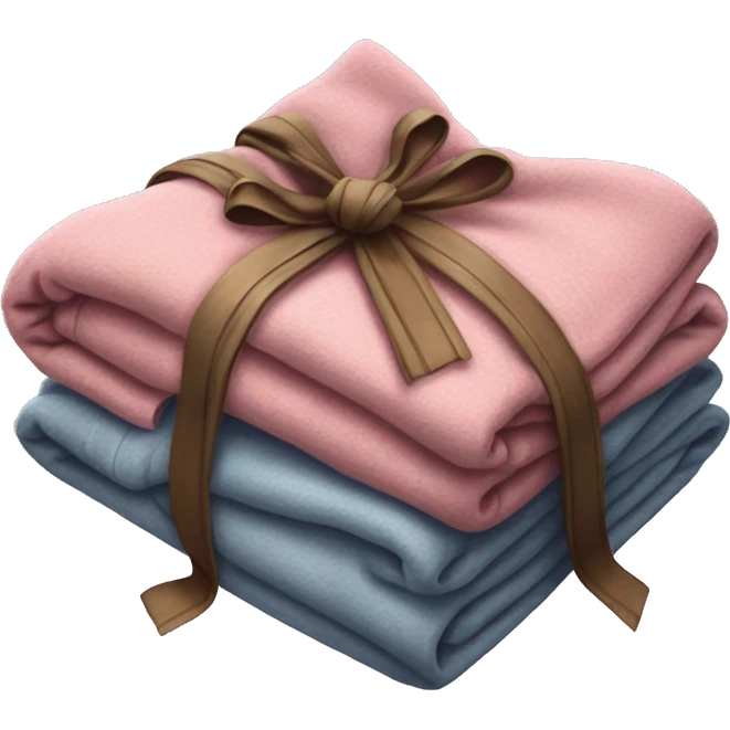 Realistic blankets neatly folded with a bow emoji