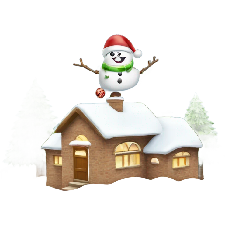 Merry Christmas words with Holly and snow falling emoji