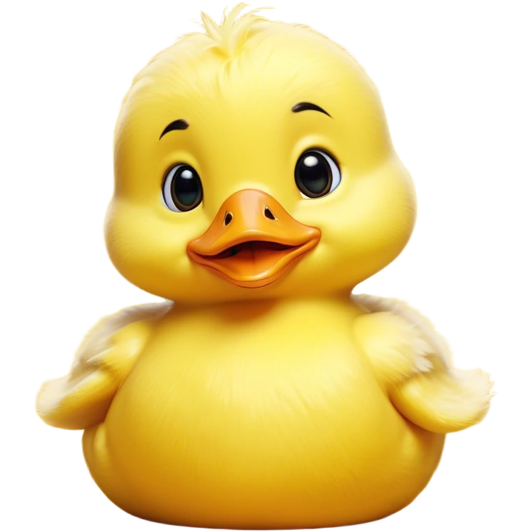 Cinematic Comical Yellow Baby Duck Portrait Emoji, Head tilted dramatically with an exaggeratedly amused expression, featuring a striking, fluffy yellow downy coat with a tiny quirky beak, wide, expressive eyes filled with playful disbelief, Simplified yet hilariously expressive features, highly detailed, glowing with a slightly sassy glow, high shine, dramatic yet playful, stylized with an air of cheeky mischief, bright and endearing, soft glowing outline, capturing the essence of a spirited and over-the-top duckling, so meme-worthy it feels like it could peep its way into internet fame instantly! emoji