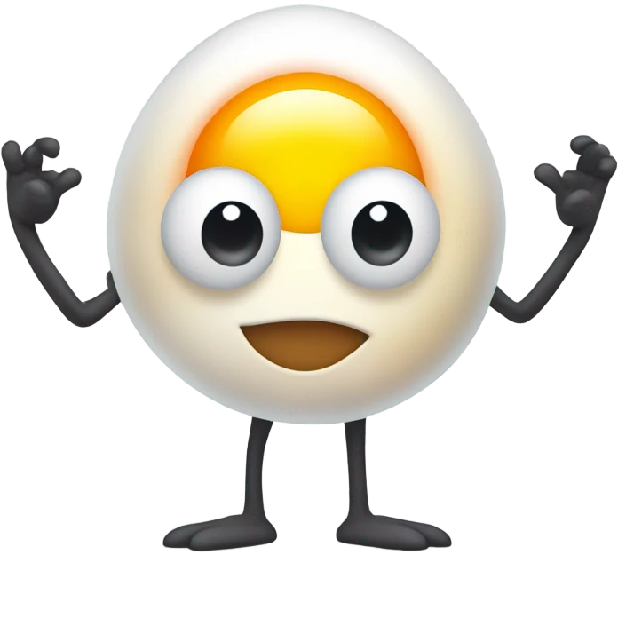 fried egg with arms and legs emoji
