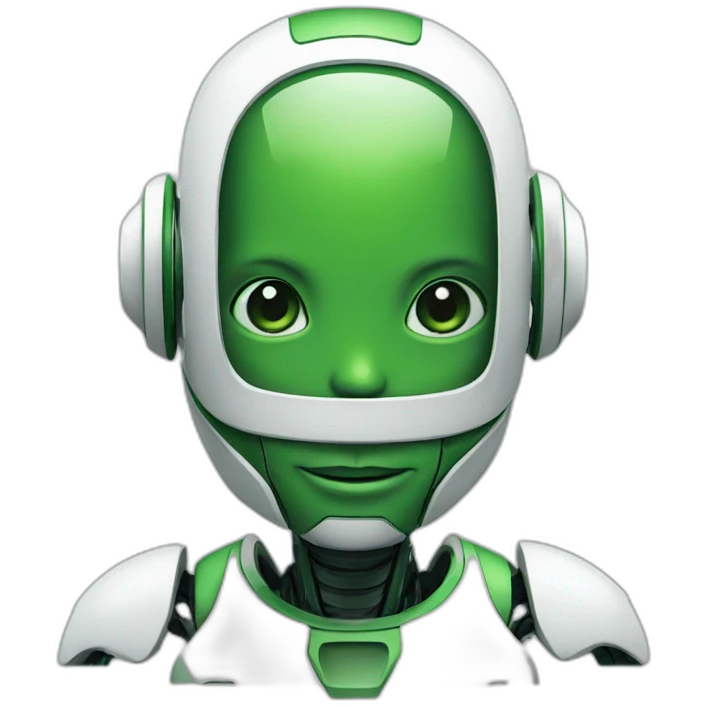 green and white human robot emoji