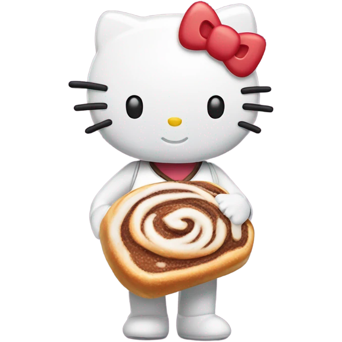 Hello Kitty eating a cinnamon roll  emoji