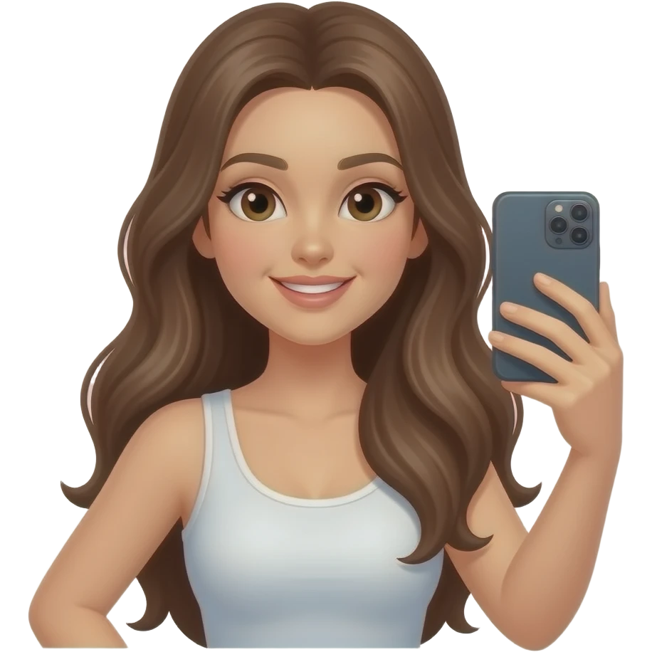 거울 셀카 찍는 예쁜 긴머리 여성 emoji