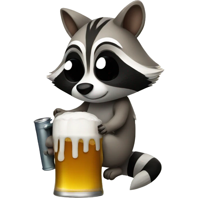 Raccoon drinking a beer emoji