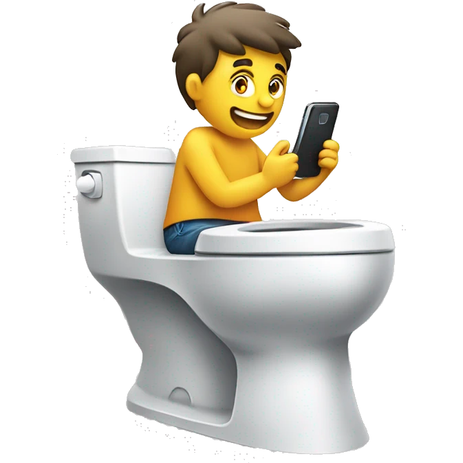 Person using toilet while using the phone ￼ emoji