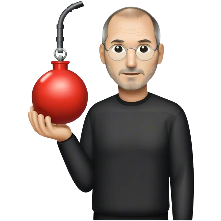 Steve Jobs holding a bomb emoji