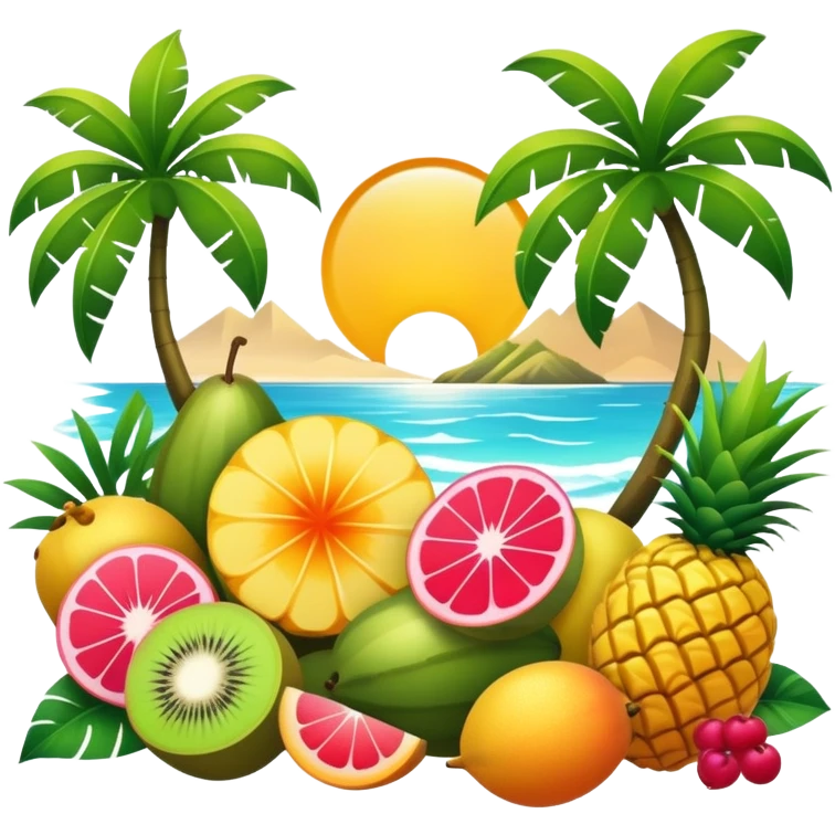 Full Tropical exotic sunny scenery fruity floral natural scenery  emoji