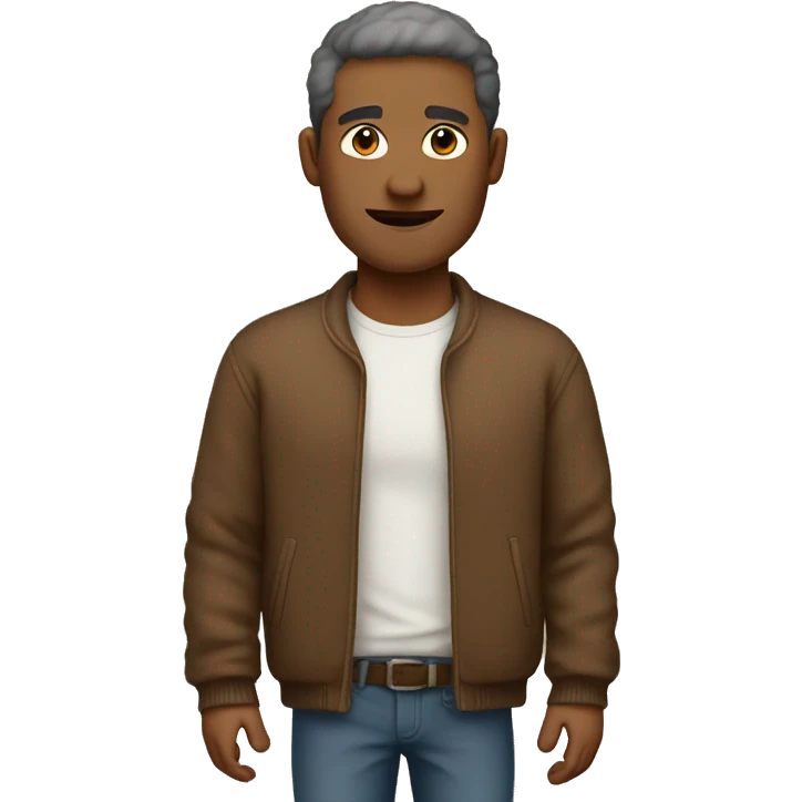 man with white shirt underneath a brown sweater emoji