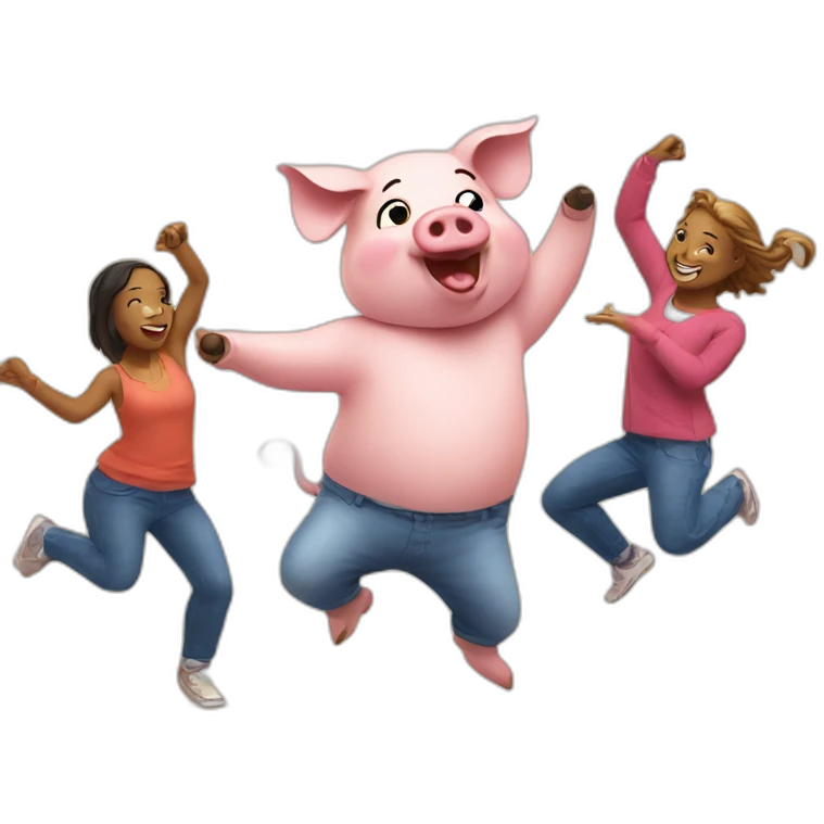 pig dancing with friends emoji