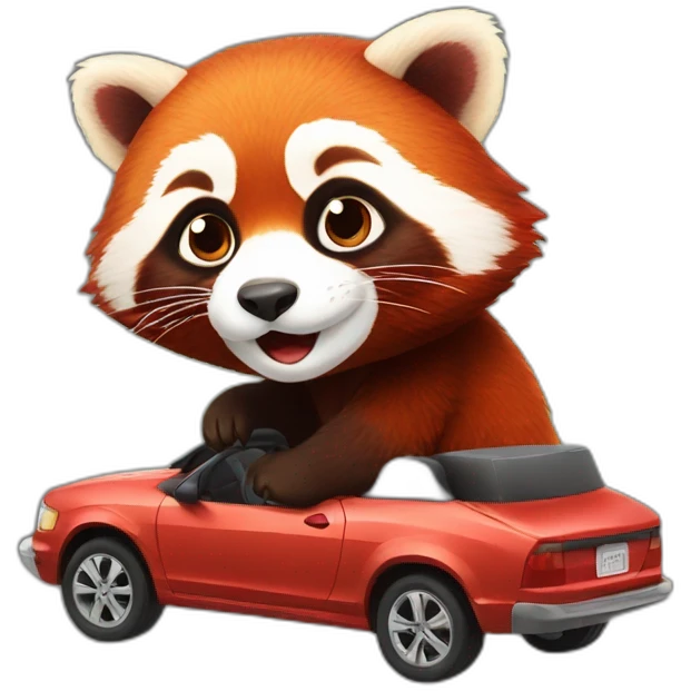 red panda in the car emoji