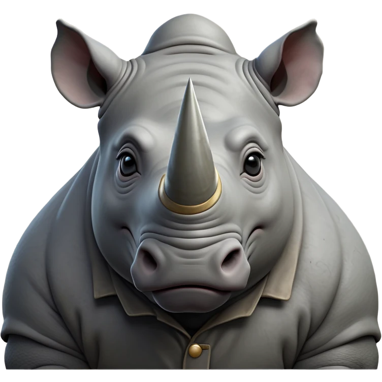 cinematic-noble-rhinoceros-portrait-emoji,-poised,-with-a-massive,-powerful-build-and-a-thick,-hide-of-slate-gray,-deep-set-soulful-piercing-eyes,-simplified-yet-sharp-and-sophisticated-features,-highly-detailed, with large black eyes, szoomed out showing houlders emoji