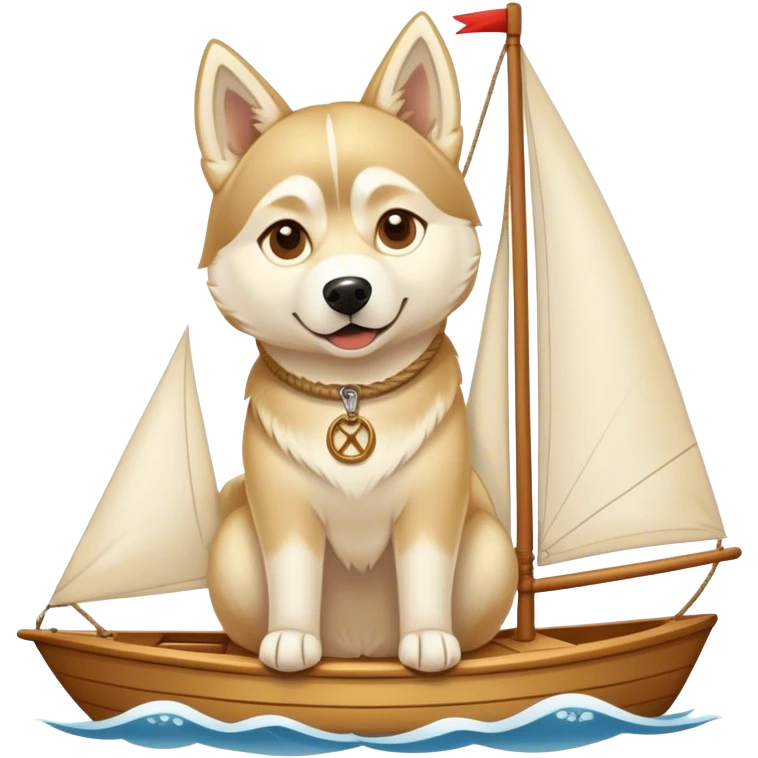 Un Husky beige dorée sur un voilier  emoji