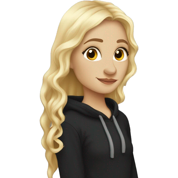 Pippin-hobbit wearing black hoodie kissing pretty straight hair blonde woman with attractive top emoji