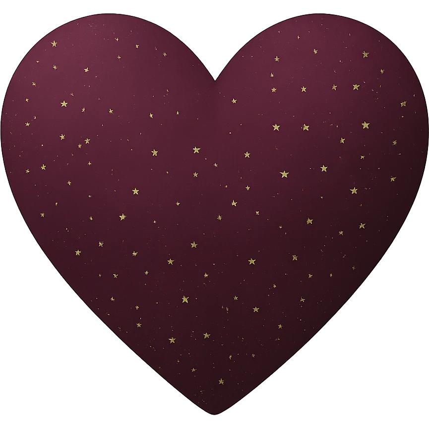 heart with a velvet matte finish and gold flecks, digital illustration, no background emoji