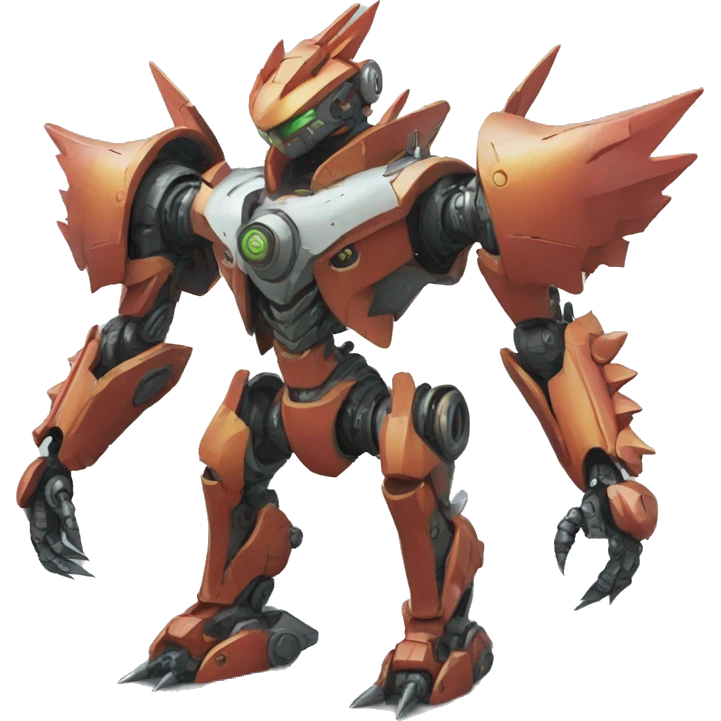 a futuristic mechanical spiky Medabot-Dragon full body emoji