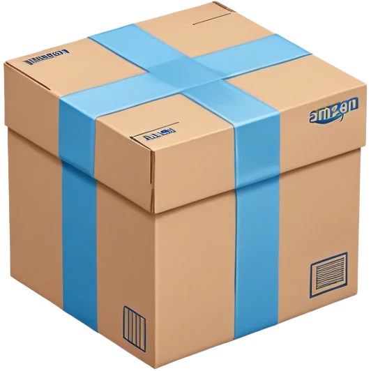 White and blue Amazon package, isometric emoji