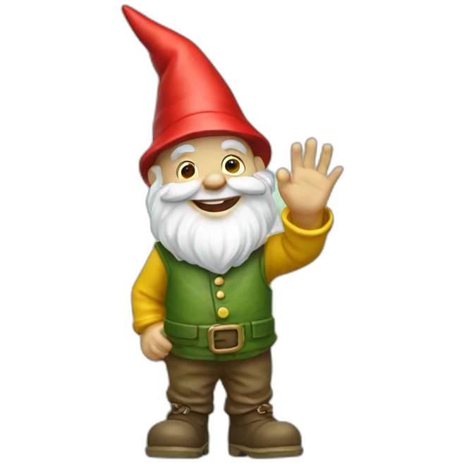 garden gnome waving hi emoji