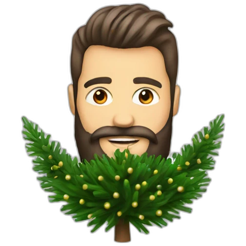 The beard is made from a Christmas tree emoji
