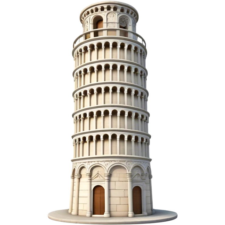 Cinematic Realistic Leaning Tower of Pisa Landmark Emoji, showcasing the iconic medieval tower with intricate stonework rendered with dynamic lighting and detailed textures. emoji