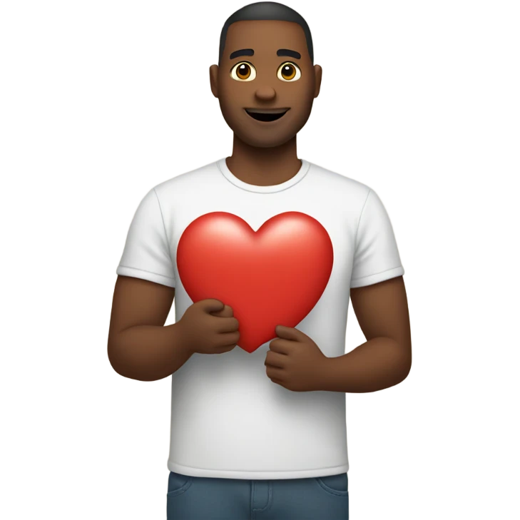 Father holds big heart emoji