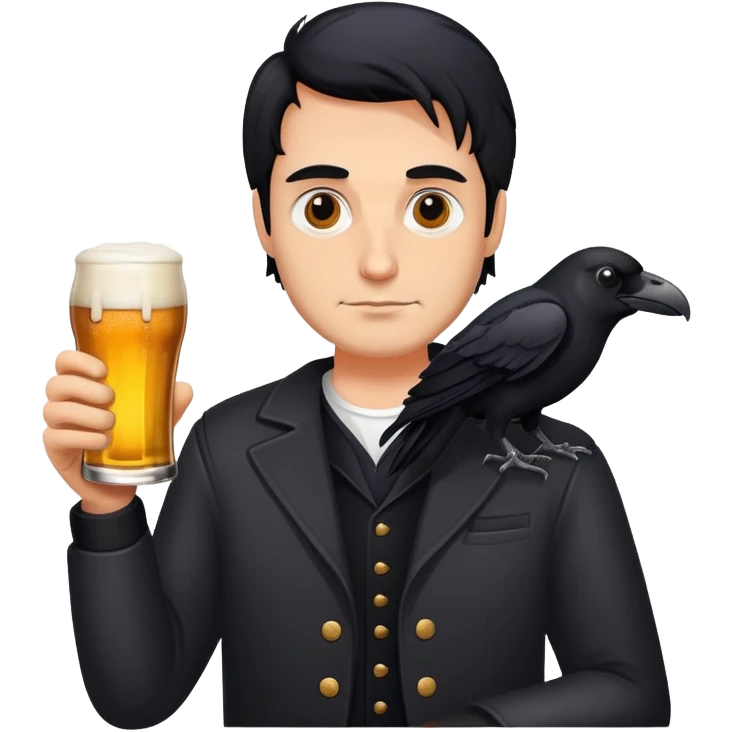 crowdie, a fusion between a man a crow and a beer emoji