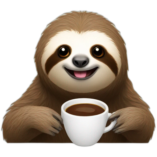 sloth drinks coffee emoji