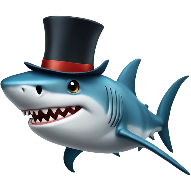 Shark with a top hat emoji