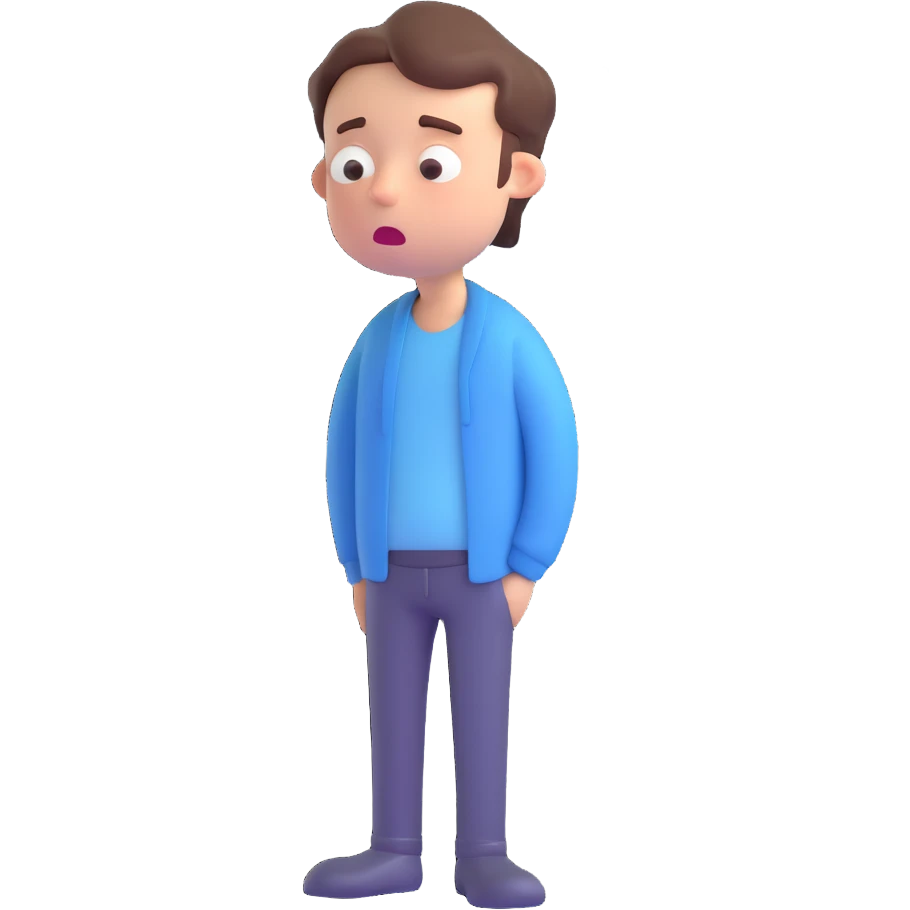 a sleepy guy standing, leaning forward, mouth slightly open, sleep bubbles emoji